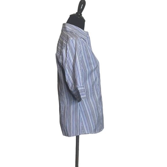 Express purple white stretch pinstripes buttoned shirt size 2 - Picture 7 of 7